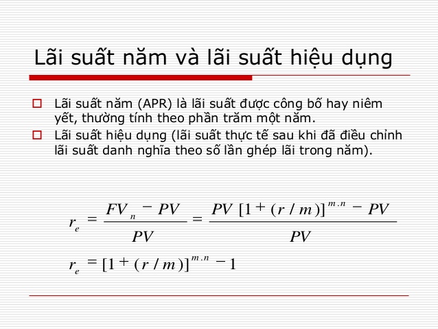Công thức xác định lãi suất hiệu dụng