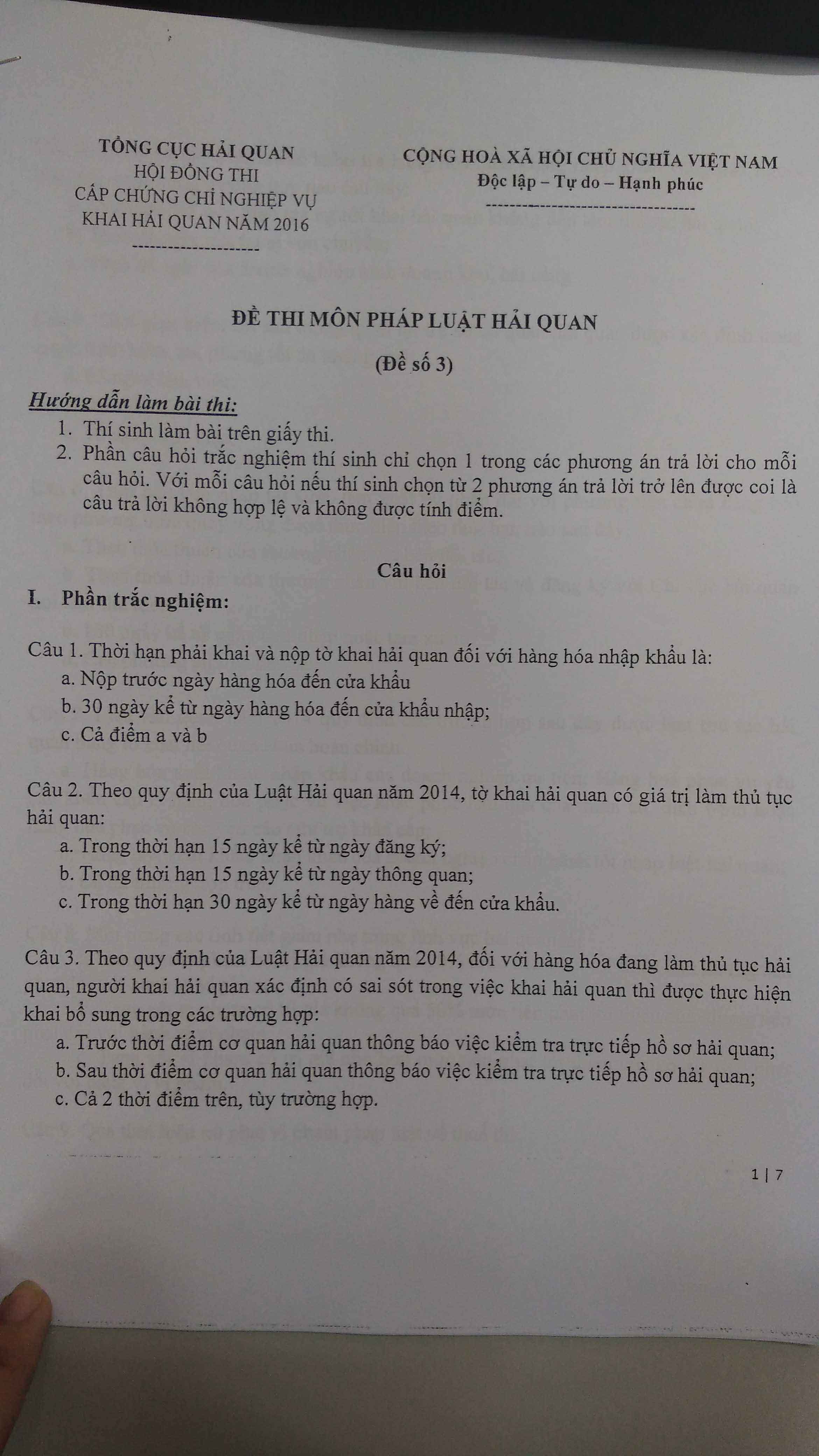 Tổng hợp Đề thi Hải Quan các năm - Ôn thi Hải Quan 2021